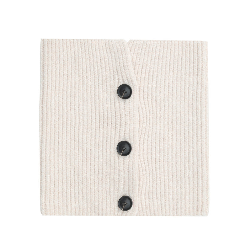 European And American Autumn And Winter Button Clip Flower Wool Knitted Scarf