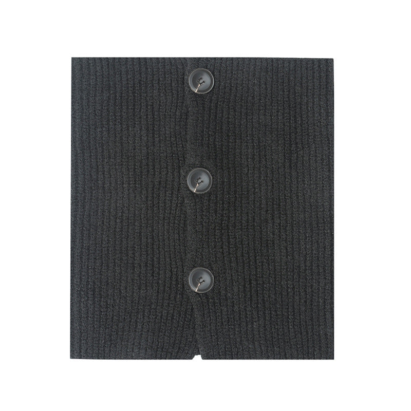 European And American Autumn And Winter Button Clip Flower Wool Knitted Scarf