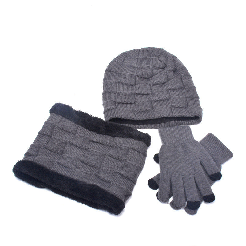 Men's Hat, Scarf and Gloves Three-piece