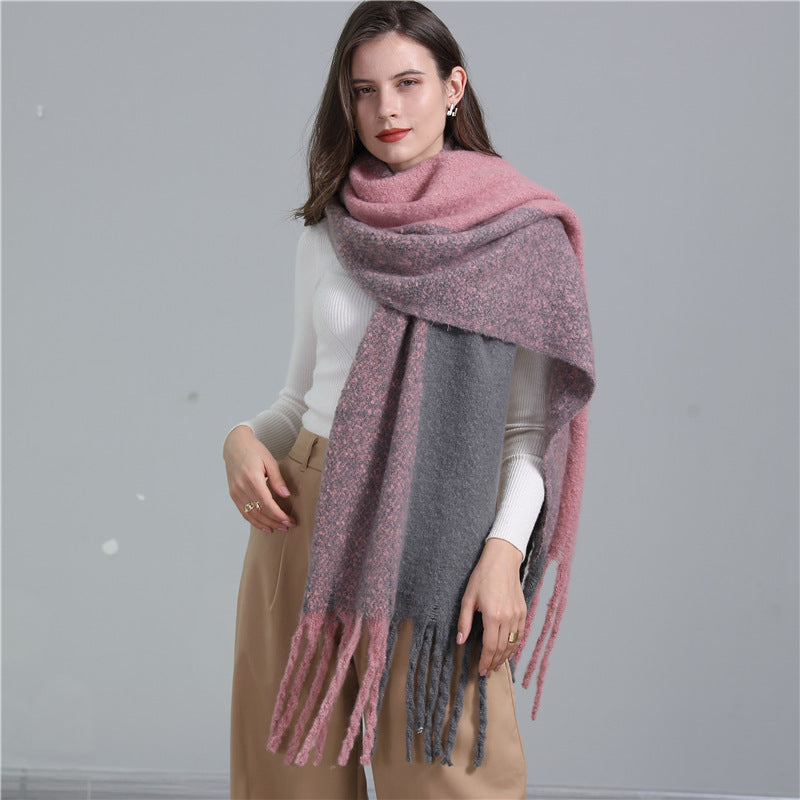 Extended Plaid Scarf Thickened Warm Shawl