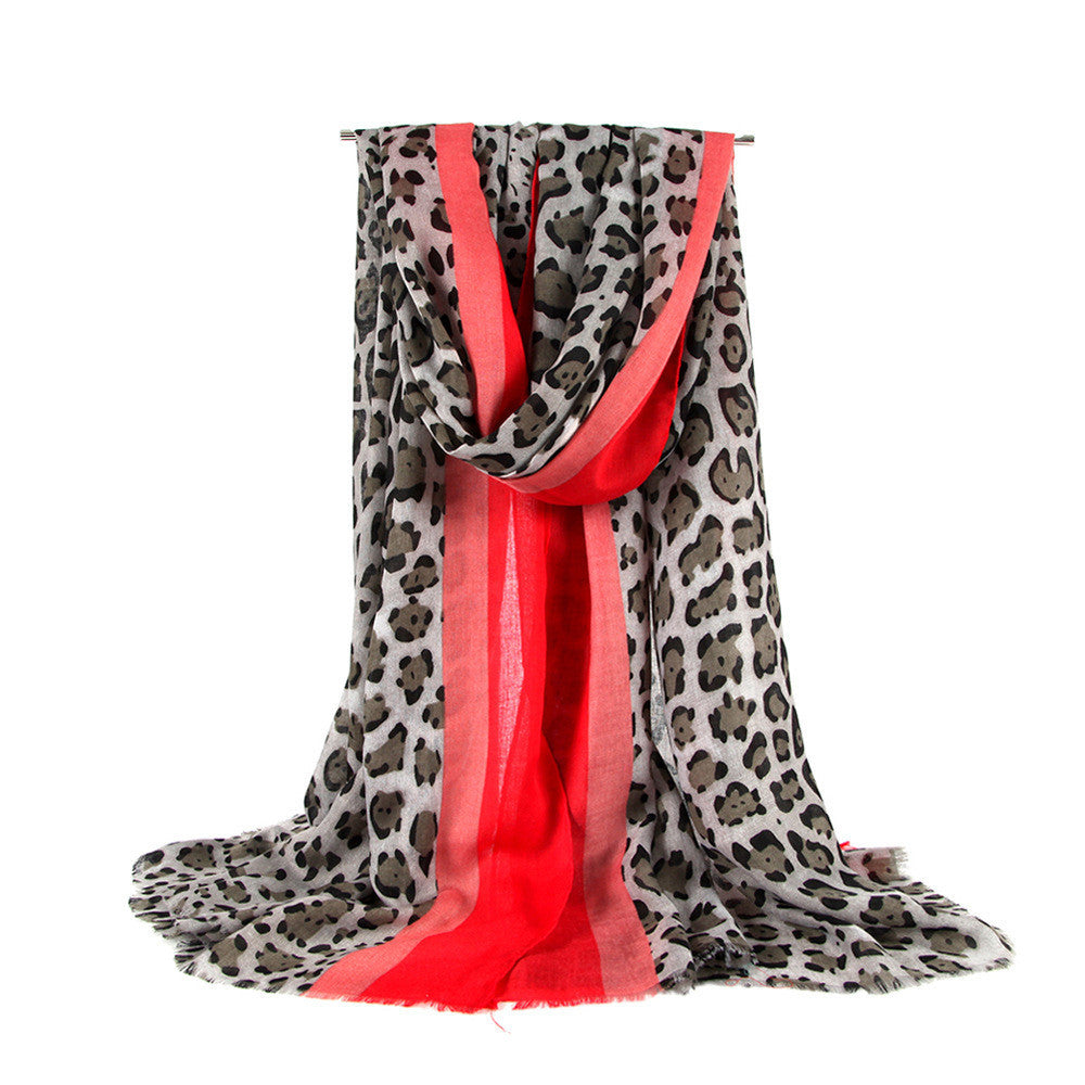 Classic Scarf Multicolour Cotton Linen Stripe Leopard Print