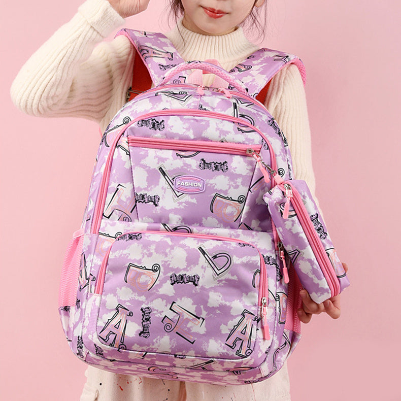 New Letter Print Backpack Primary School Students Schoolbag For Girls