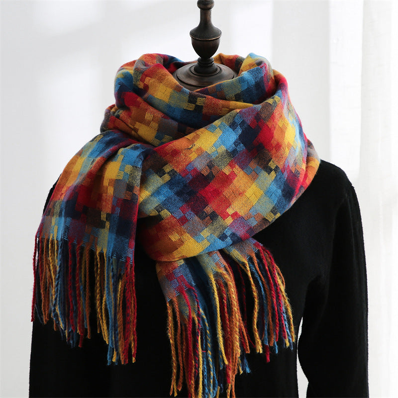 New Plaid Scarf Women Tassel Fashion