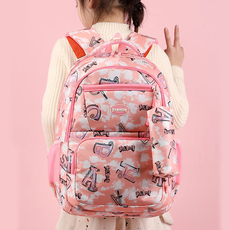 New Letter Print Backpack Primary School Students Schoolbag For Girls