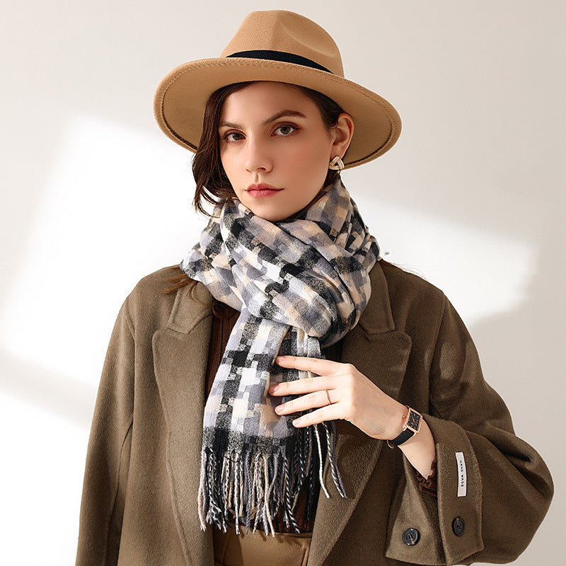 New Plaid Scarf Women Tassel Fashion