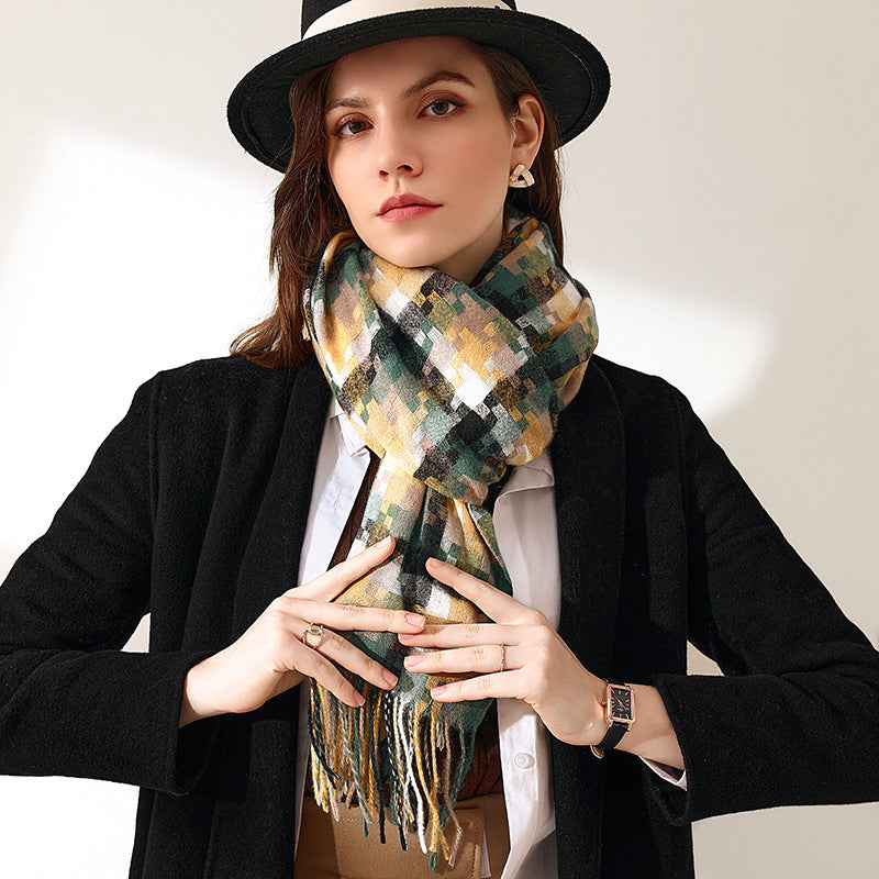 New Plaid Scarf Women Tassel Fashion