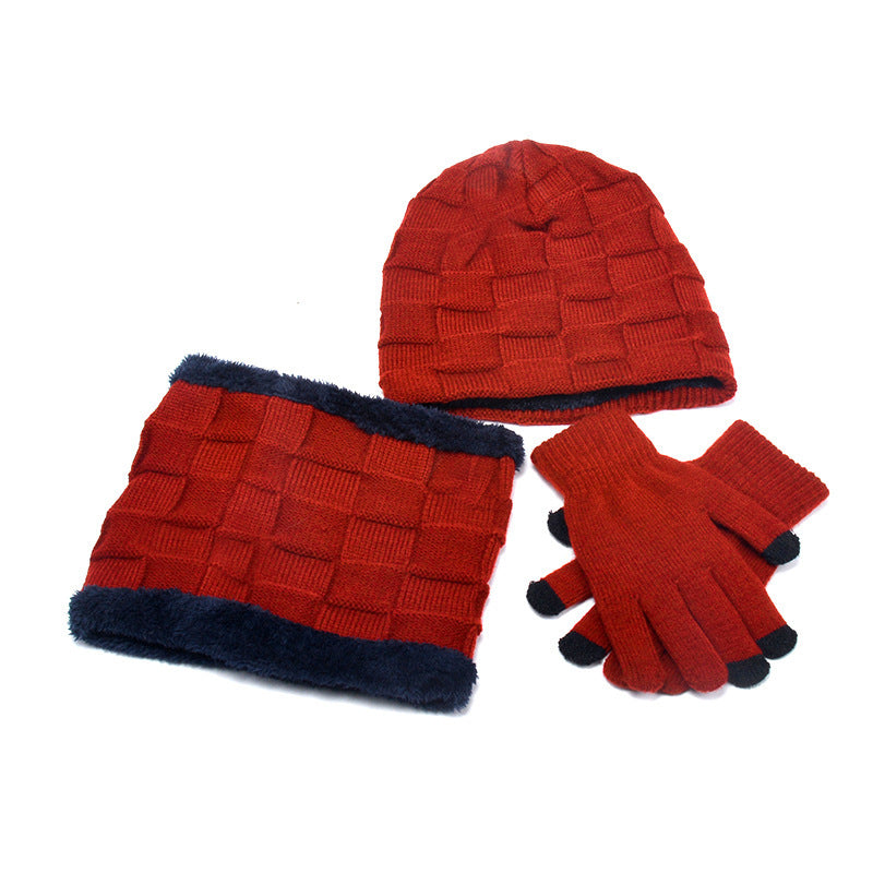 Men's Hat, Scarf and Gloves Three-piece